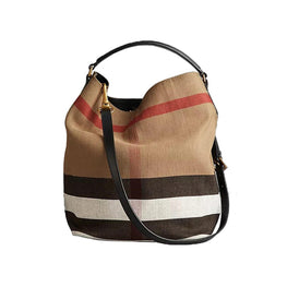 미디엄 캔버스 체크 가죽 애쉬비