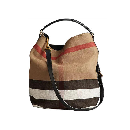 미디엄 캔버스 체크 가죽 애쉬비