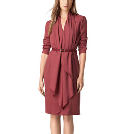 드레이프 디테일 실크 드레스