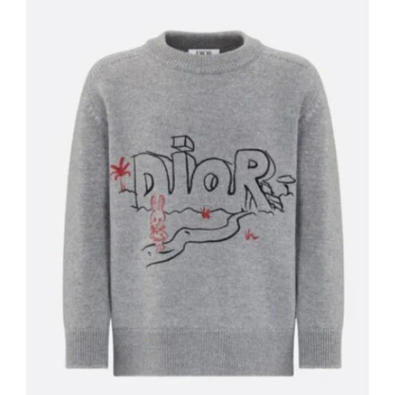 디올 로고 울 풀오버