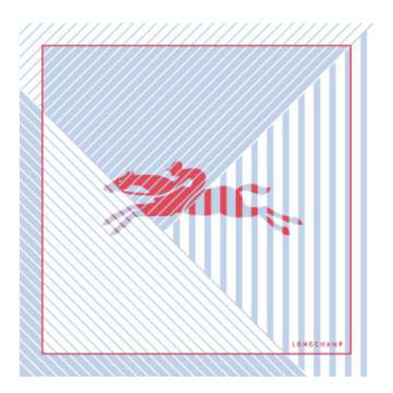 740 Scarves, stoles .../ 50616SOIH90 /Silk scarf 50x50 Sky Blue/Red/