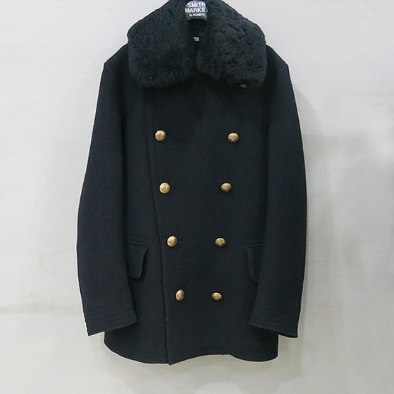 디태처블 시얼링 칼라 울 피코트