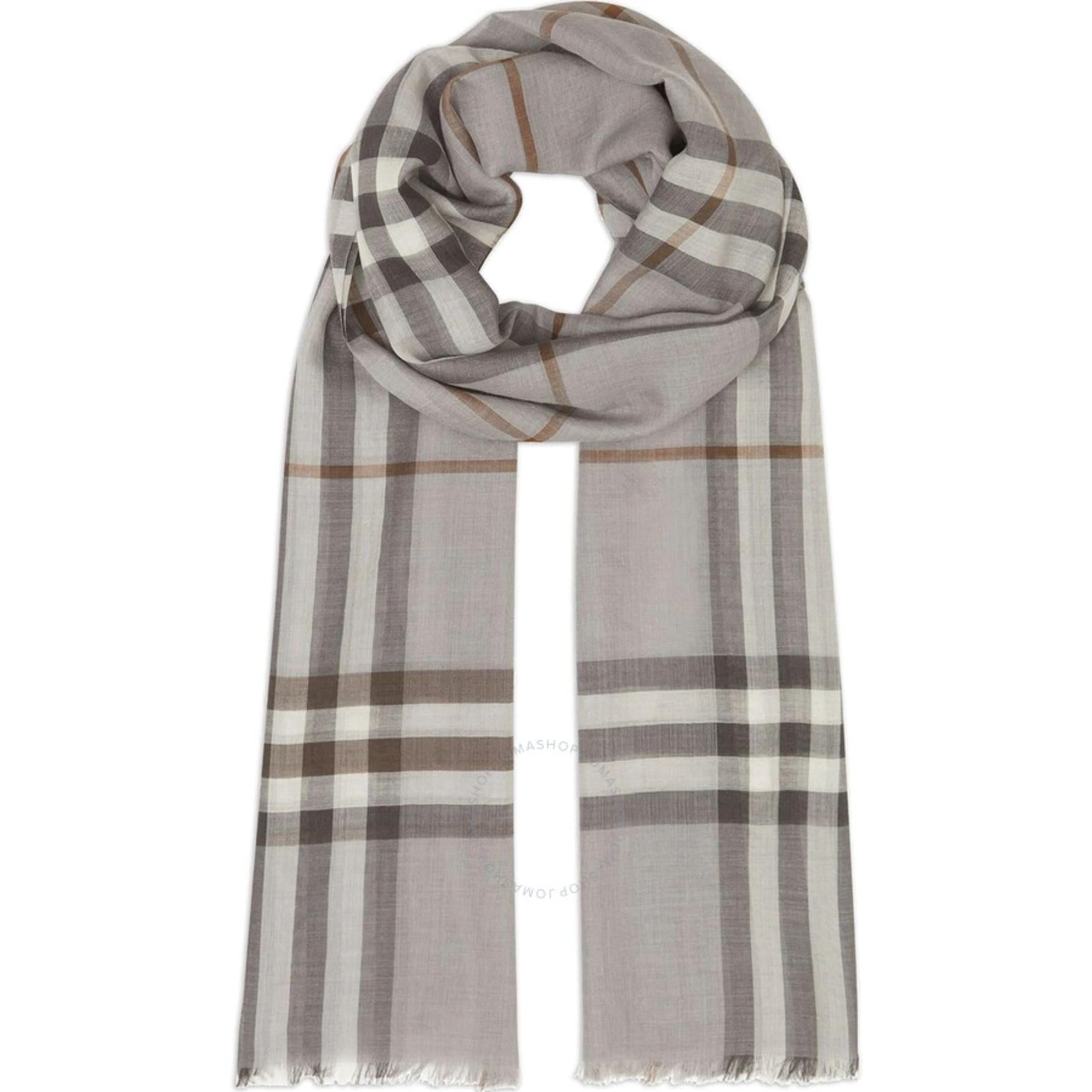 라이트 체크 울 실크 스카프