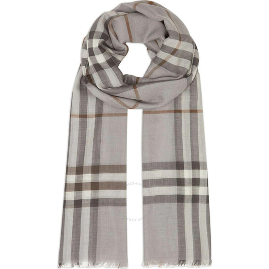 라이트 체크 울 실크 스카프