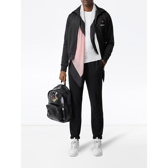 라지 로고 그래픽 프린트 코튼 실크 스퀘어 스카프