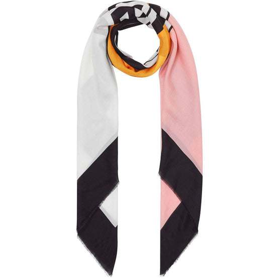 라지 로고 그래픽 프린트 코튼 실크 스퀘어 스카프