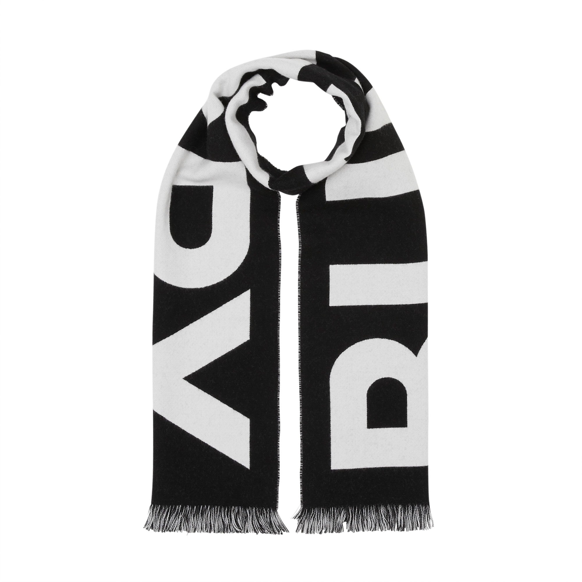 로고 울 자카드 스카프-BLACK