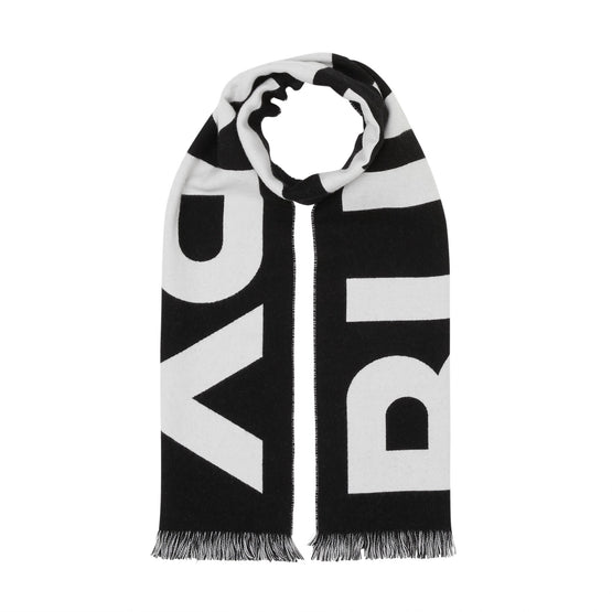 로고 울 자카드 스카프-BLACK