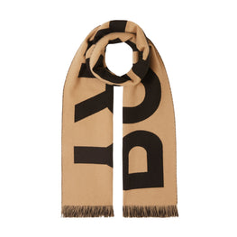 로고 울 자카드 스카프-ARCHIVE BEIGE