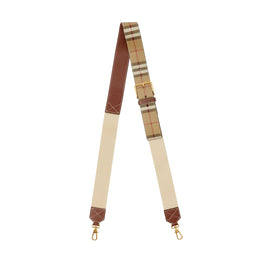 체크 레더 백 스트랩-TAN