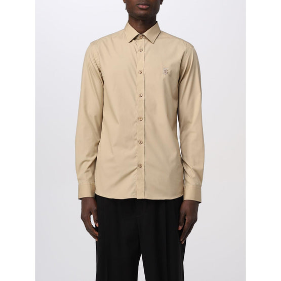슬림핏 모노그램 모티프 스트레치 코튼 포플린 셔츠