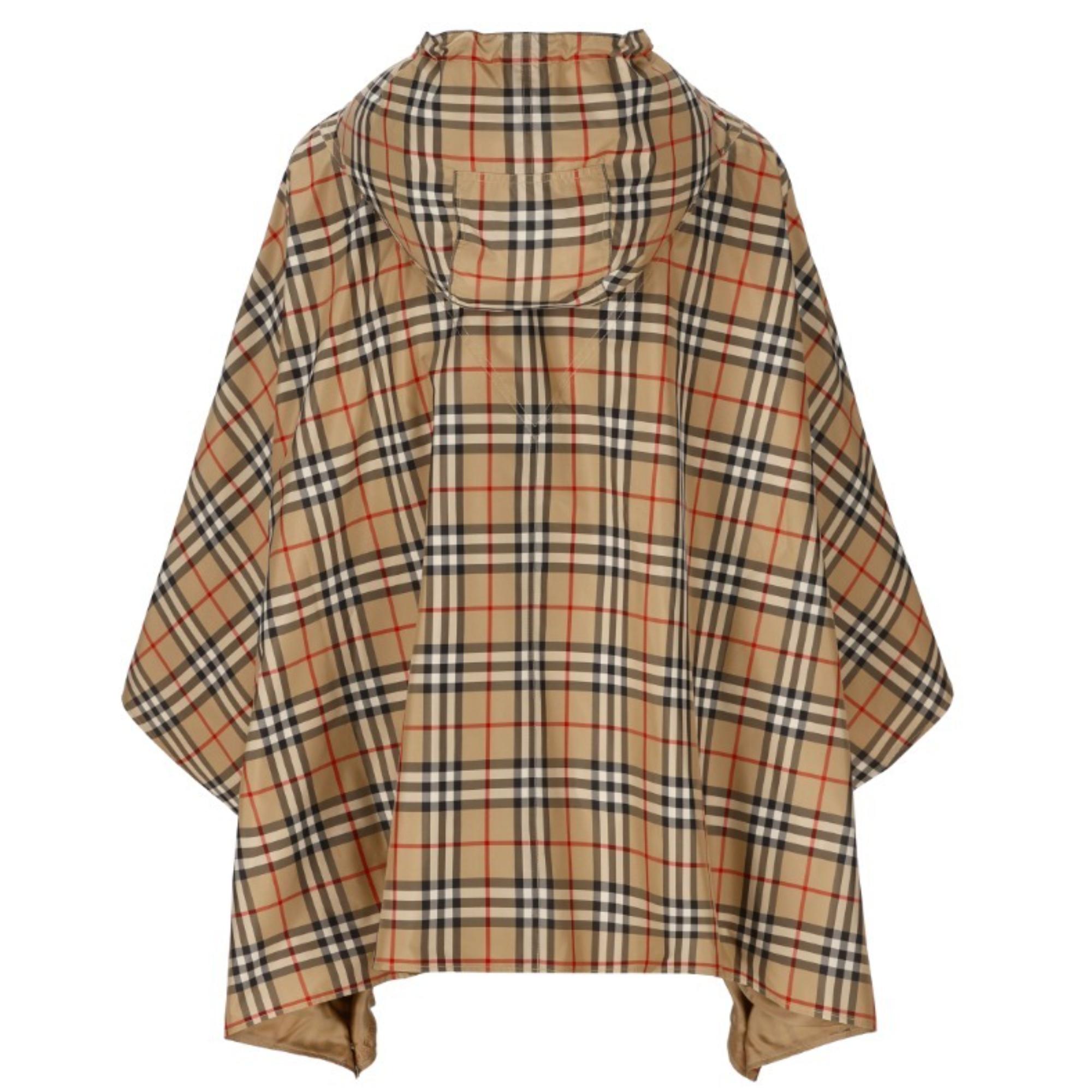 체크 후드 판초