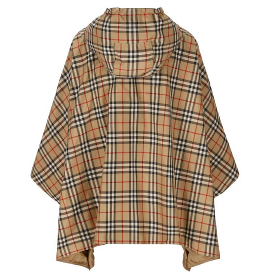 체크 후드 판초