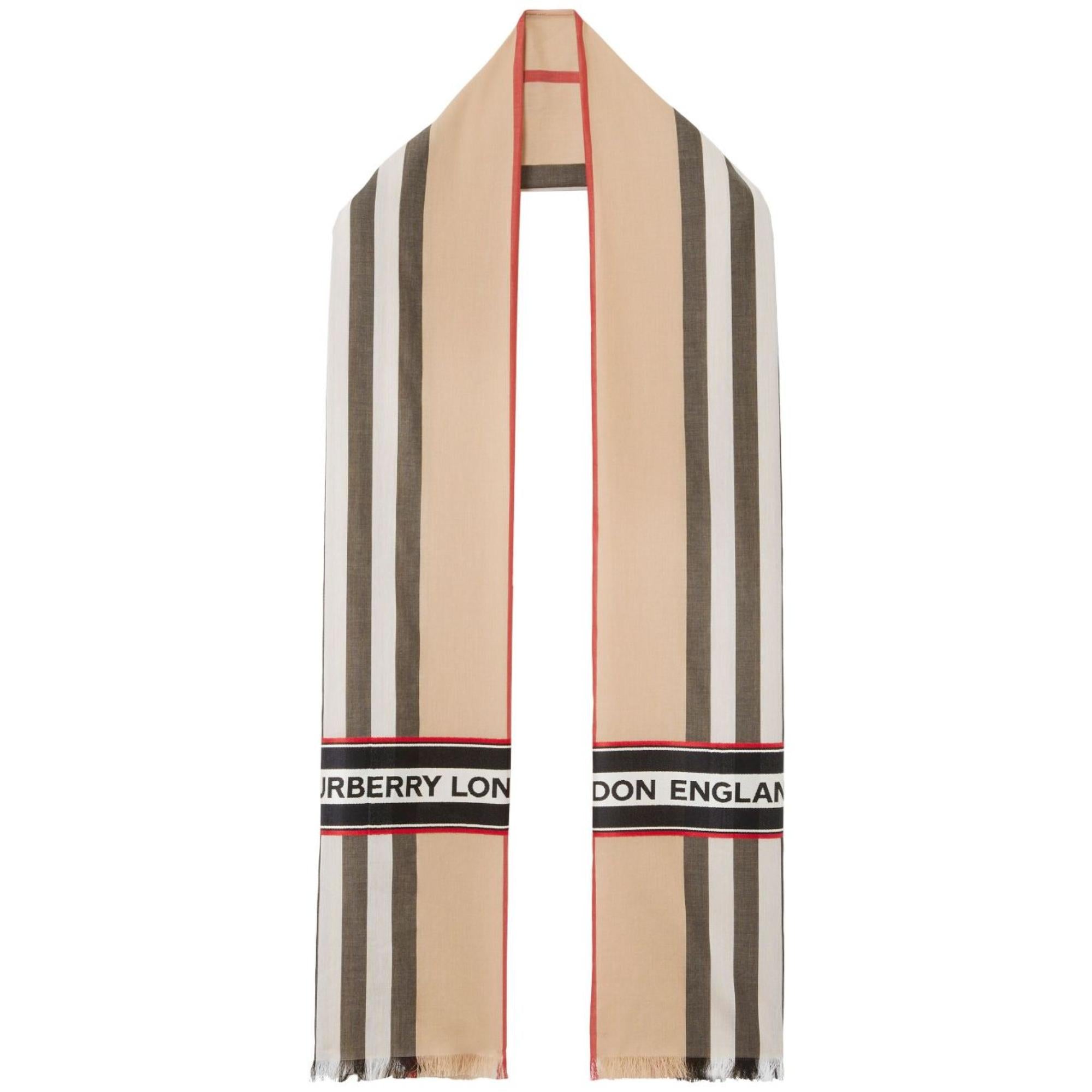 아이콘 스트라이프 코튼 실크 자카드 스카프