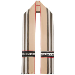 아이콘 스트라이프 코튼 실크 자카드 스카프