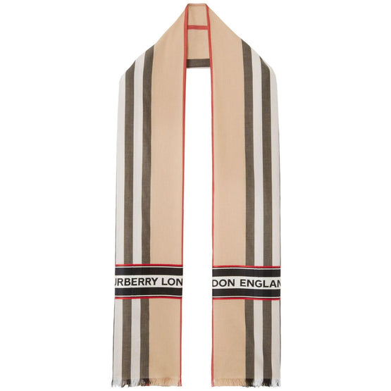 아이콘 스트라이프 코튼 실크 자카드 스카프