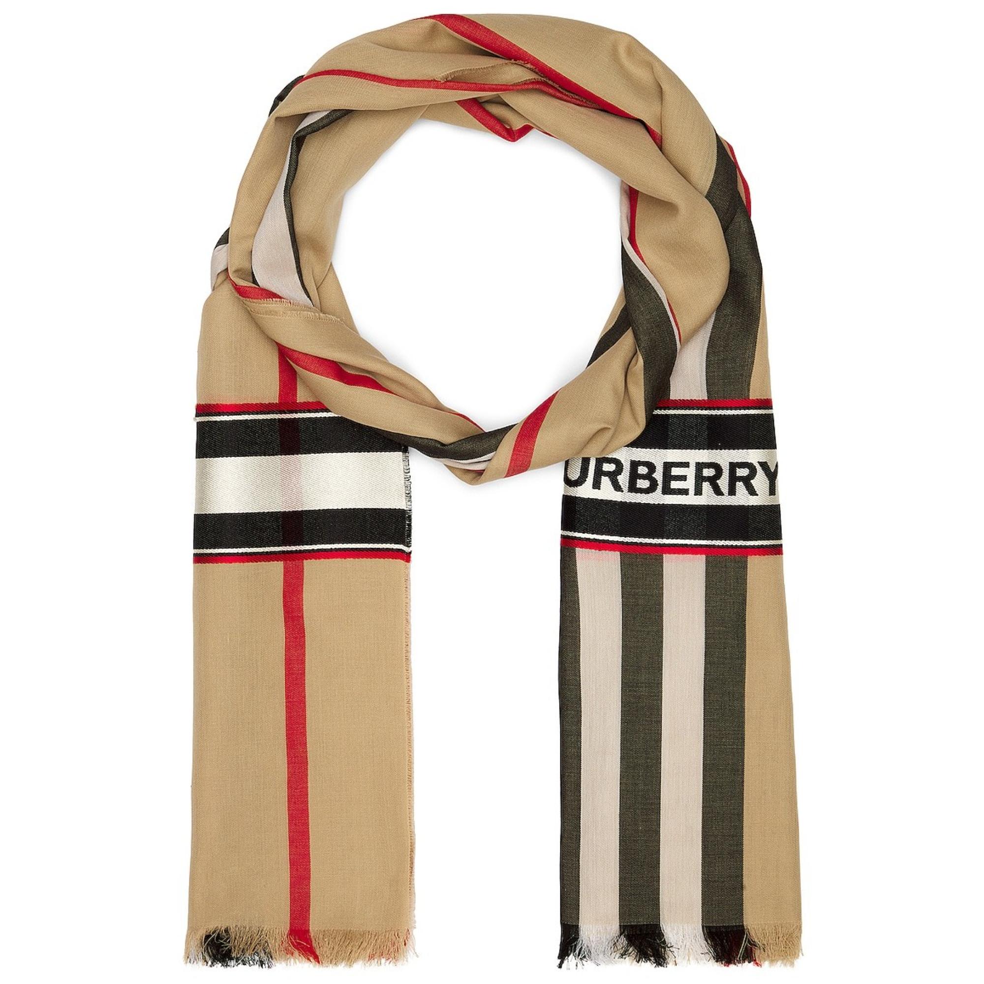 아이콘 스트라이프 코튼 실크 자카드 스카프