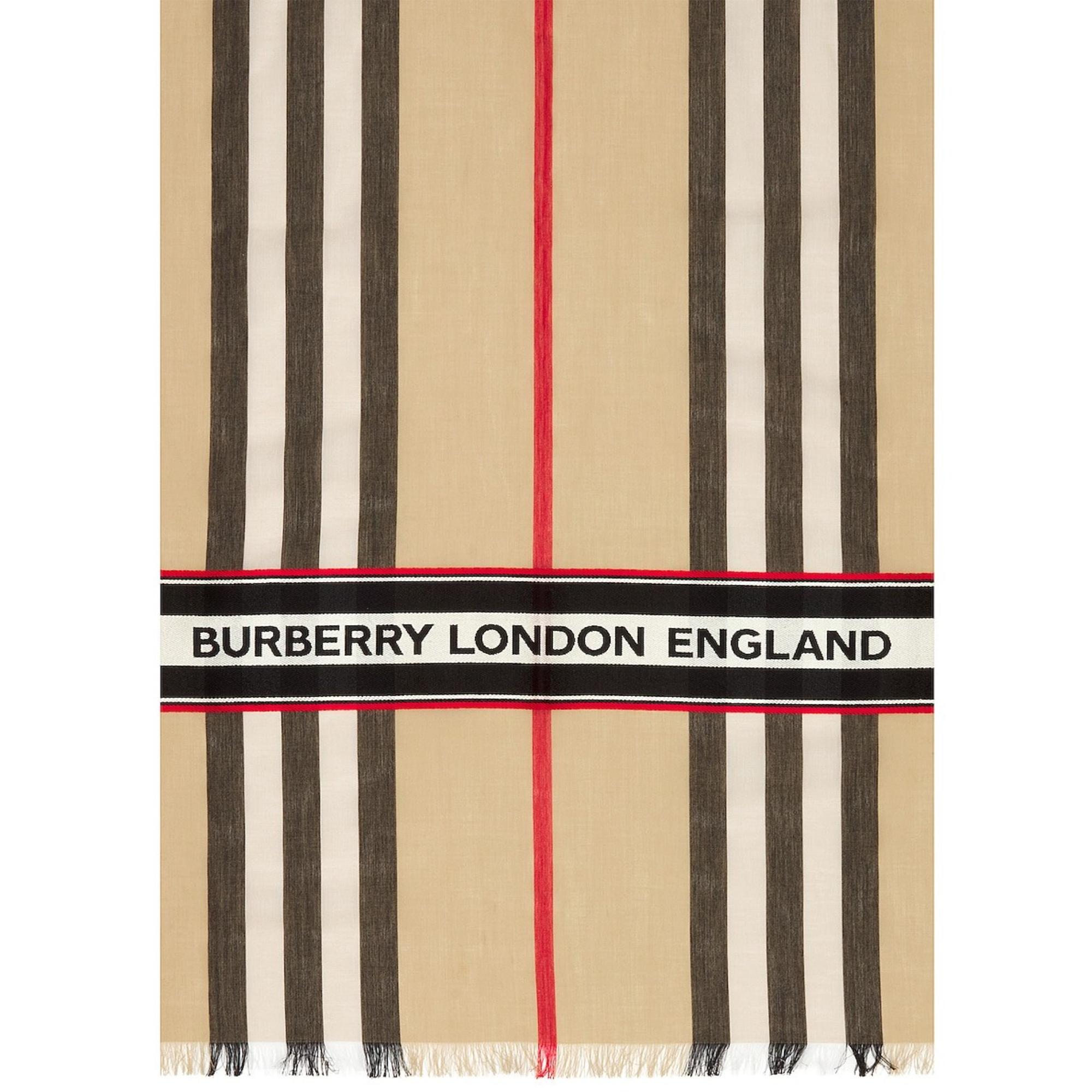 아이콘 스트라이프 코튼 실크 자카드 스카프