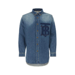 모노그램 모티프 스톤워싱 데님 셔츠