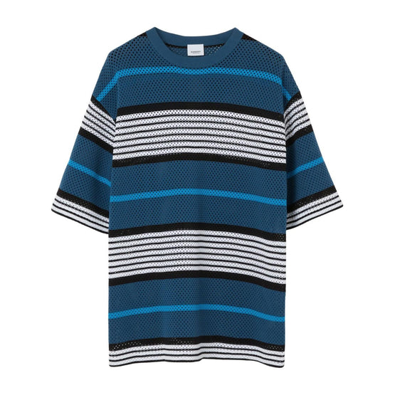 스트라이프 프린트 나일론 오버사이즈 티셔츠