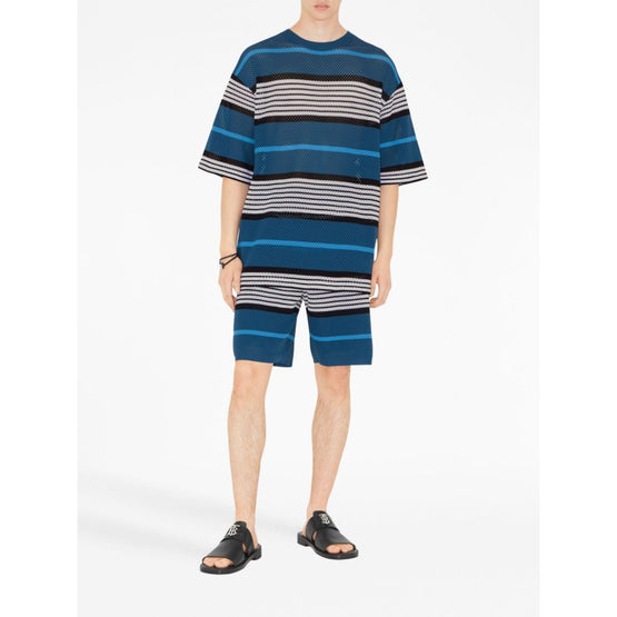 스트라이프 프린트 나일론 오버사이즈 티셔츠