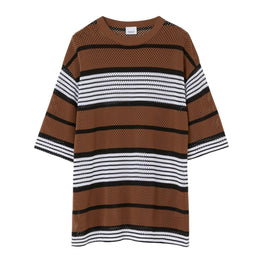 스트라이프 프린트 나일론 오버사이즈 티셔츠