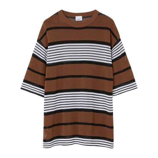 스트라이프 프린트 나일론 오버사이즈 티셔츠