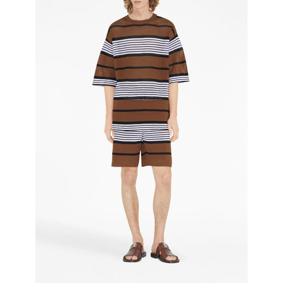 스트라이프 프린트 나일론 오버사이즈 티셔츠