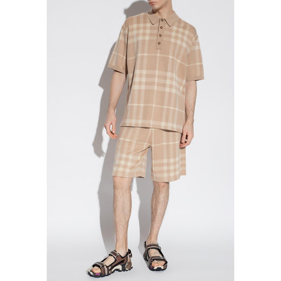 체크 울 실크 자카드