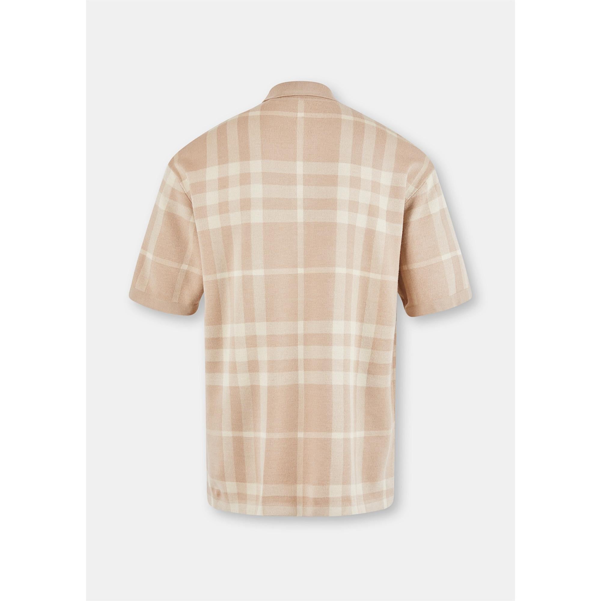 체크 실크 울 자카드 폴로셔츠