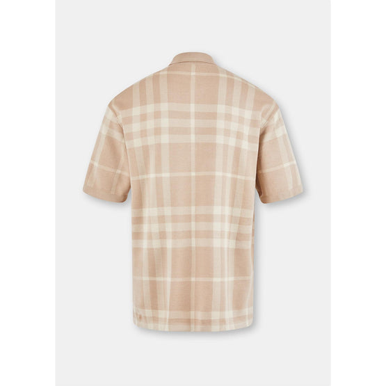 체크 실크 울 자카드 폴로셔츠