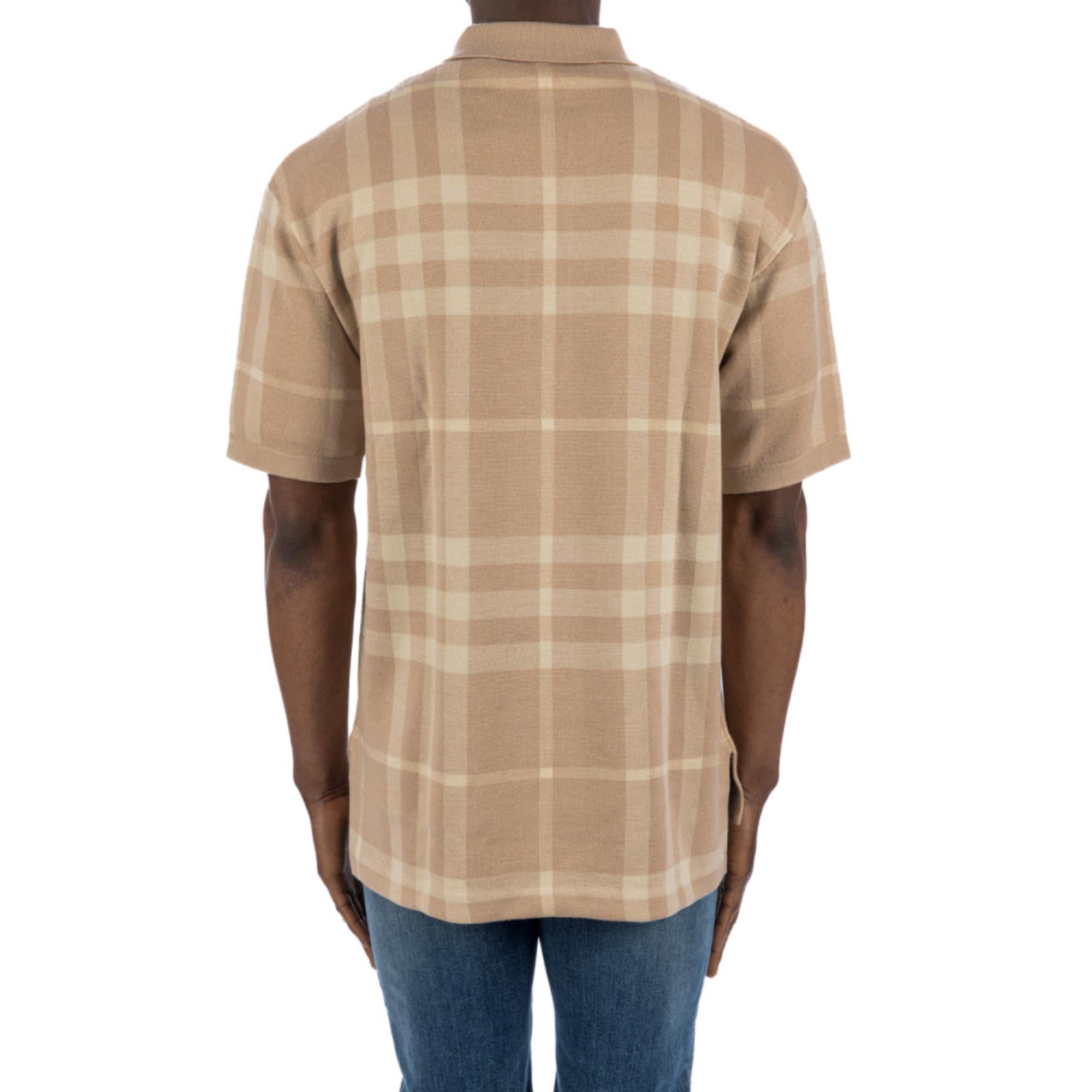 체크 실크 울 자카드 폴로셔츠