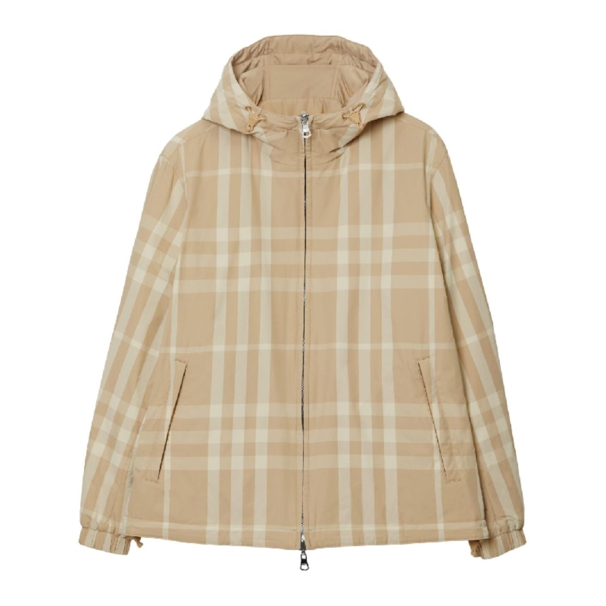 리버시블 체크 나일론 후드 재킷