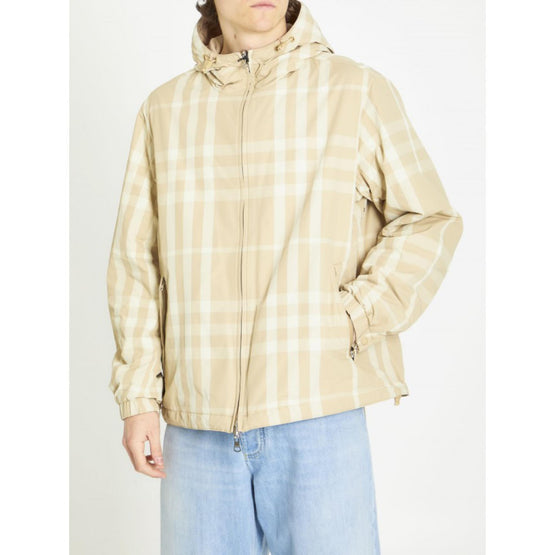 리버시블 체크 나일론 후드 재킷