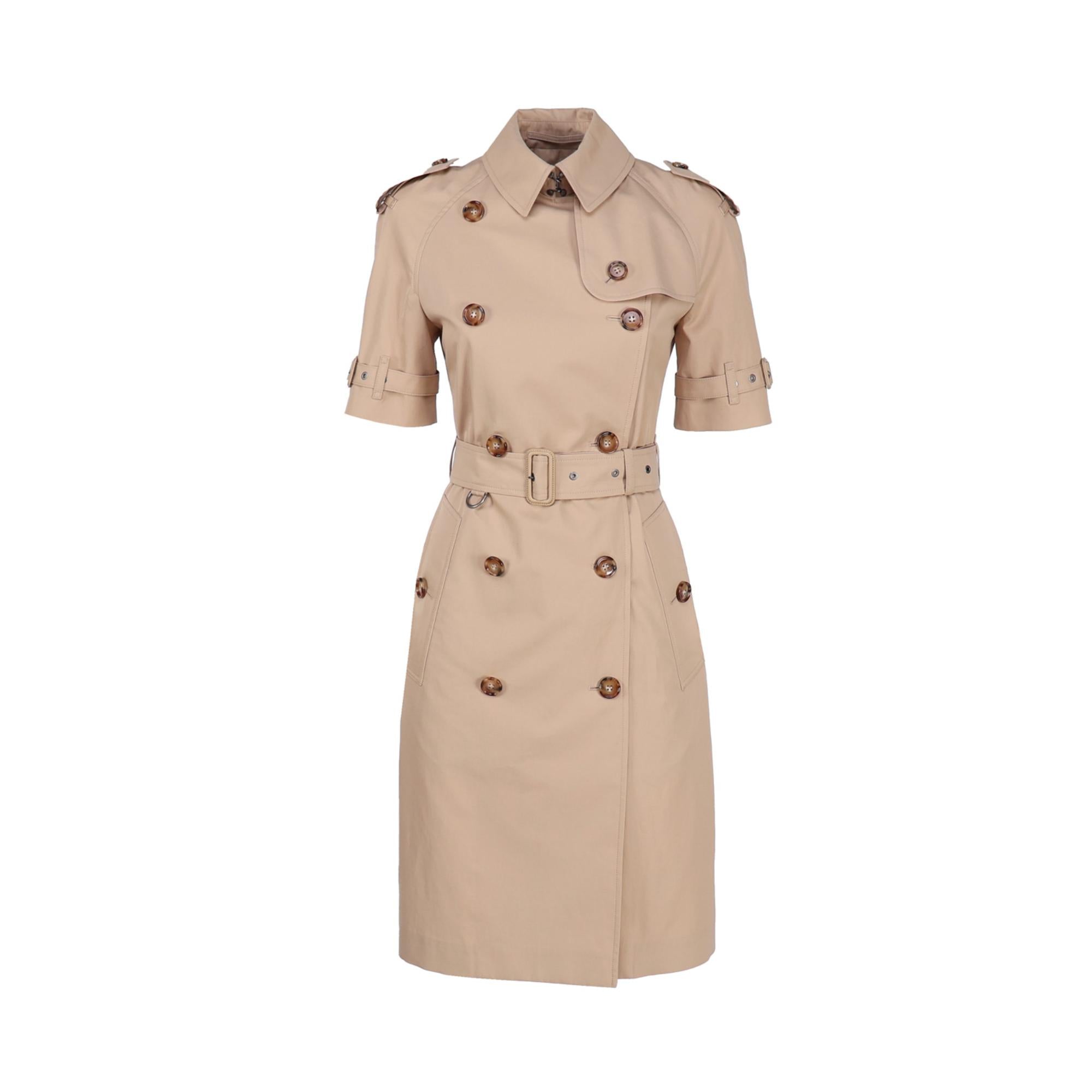 트로피컬 개버딘 트렌치 드레스