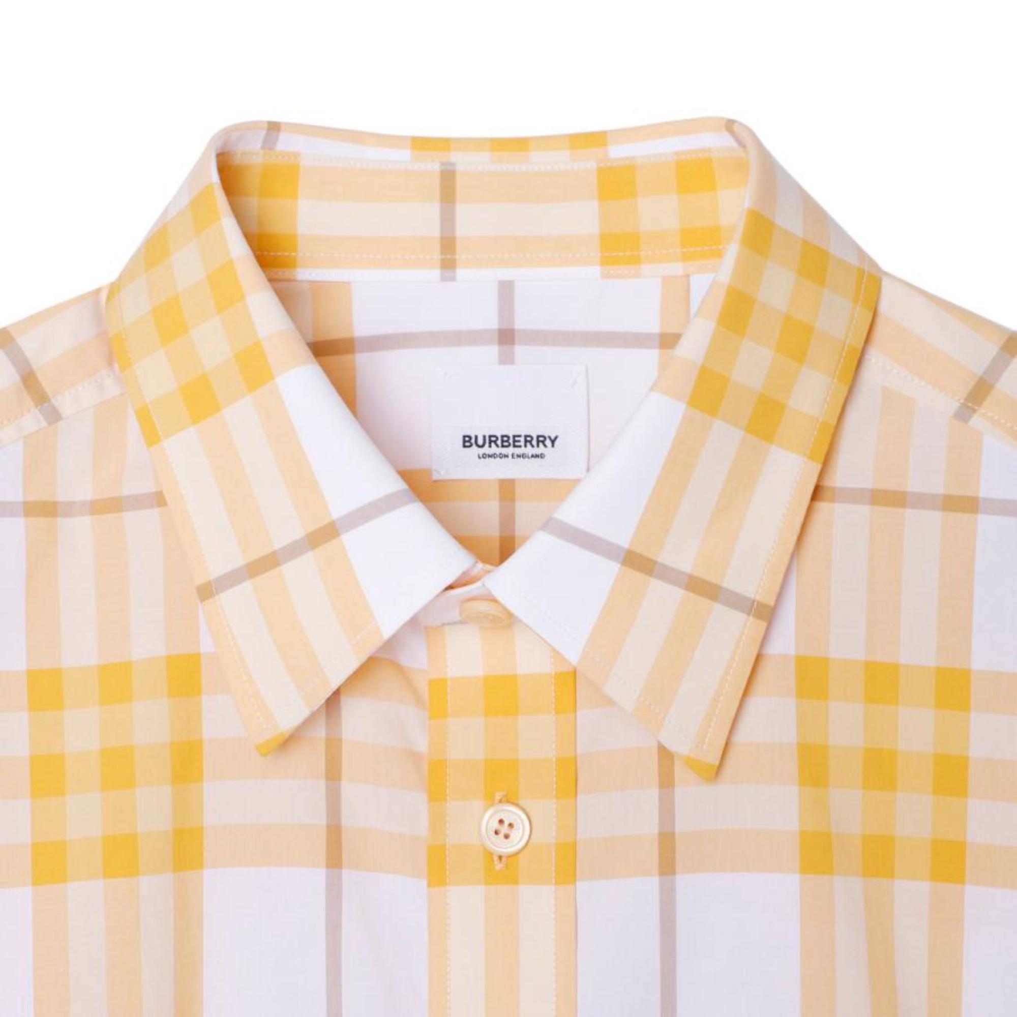 쇼트 슬리브 체크 코튼 셔츠