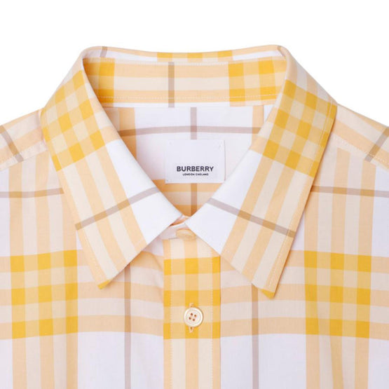 쇼트 슬리브 체크 코튼 셔츠
