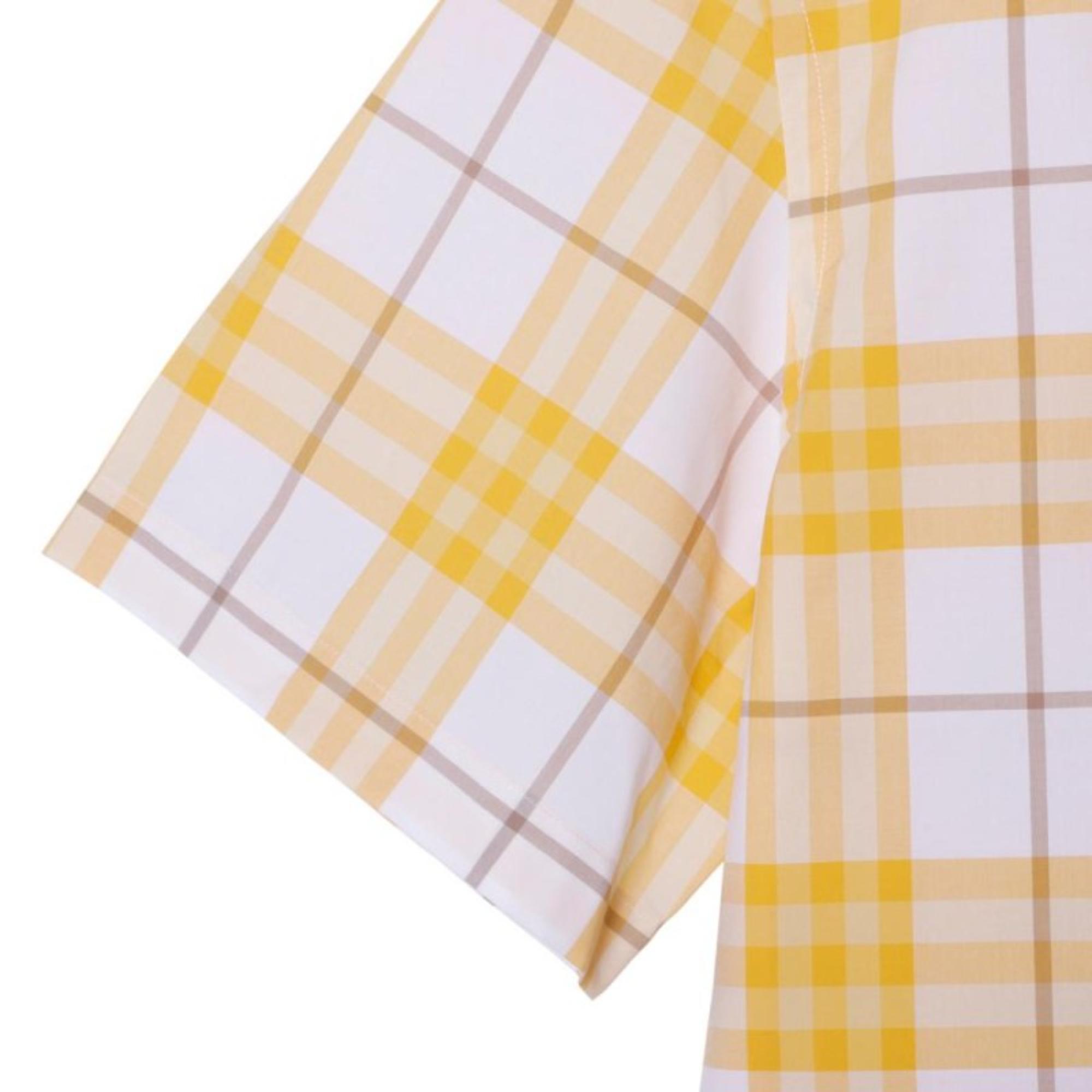 쇼트 슬리브 체크 코튼 셔츠