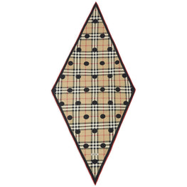 폴카 도트 체크 실크 스카프