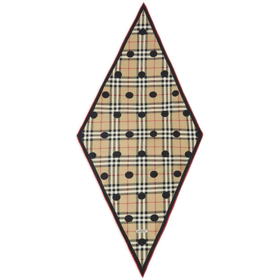 폴카 도트 체크 실크 스카프