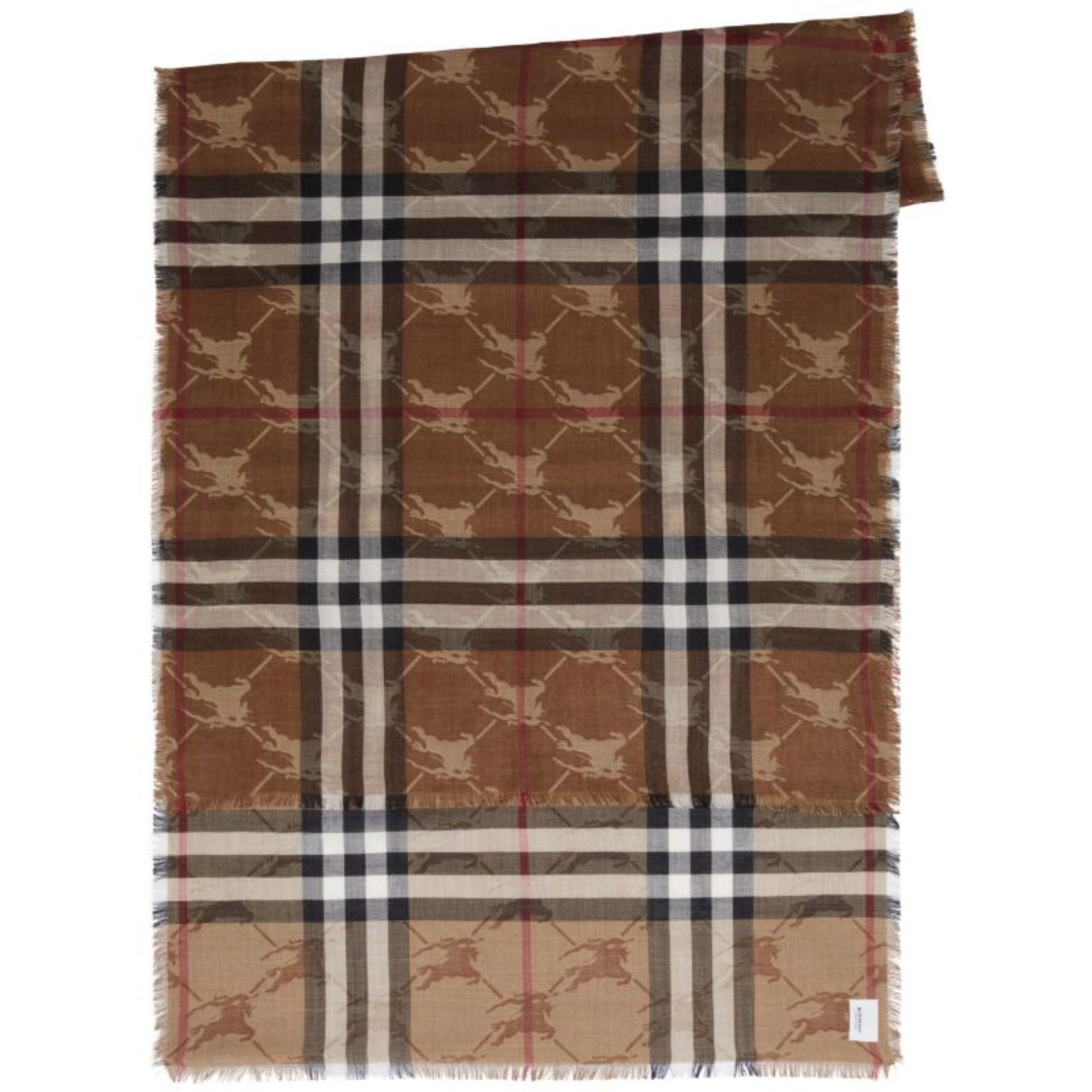 체크 EKD 울 실크 자카드 리버시블 스카프