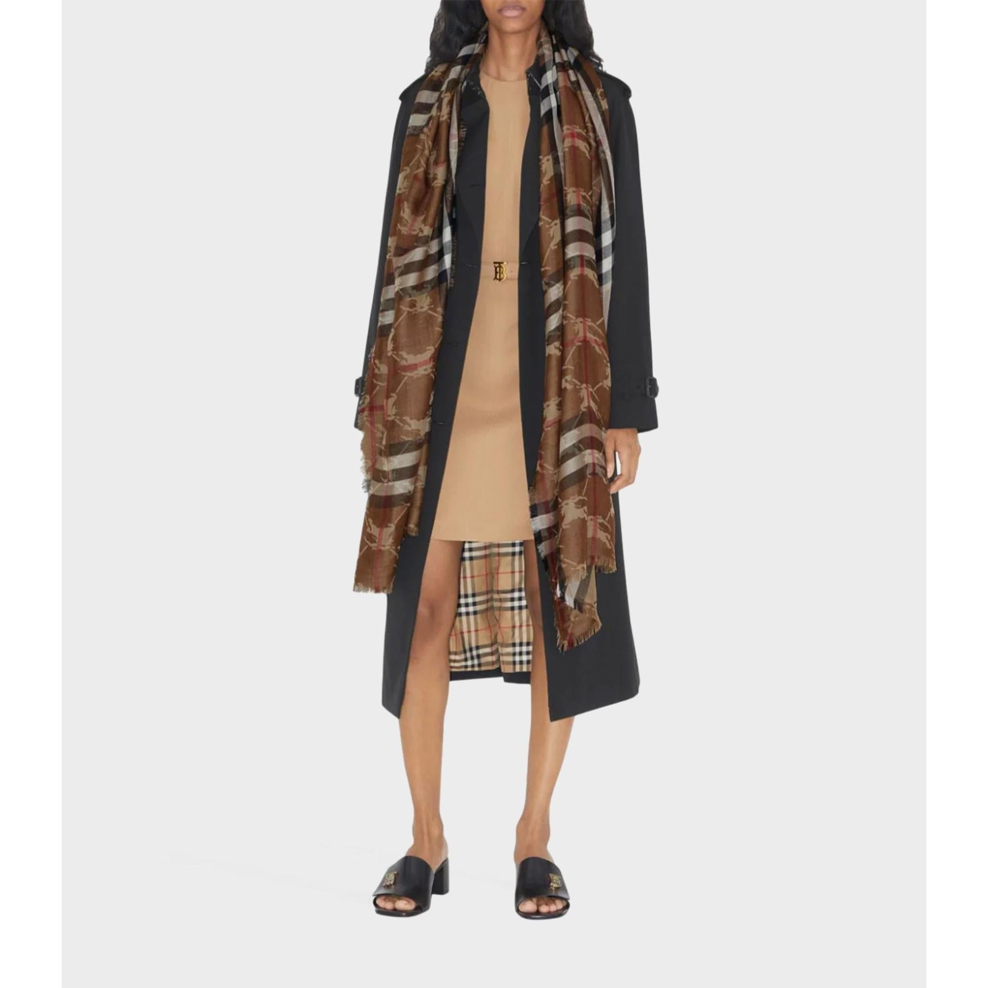 체크 EKD 울 실크 자카드 리버시블 스카프