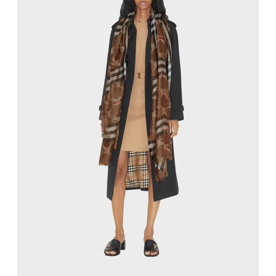 체크 EKD 울 실크 자카드 리버시블 스카프