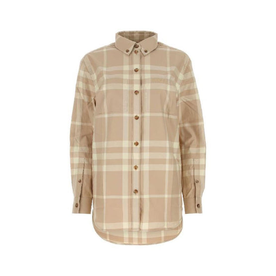 버튼 다운 칼라 체크 코튼 셔츠