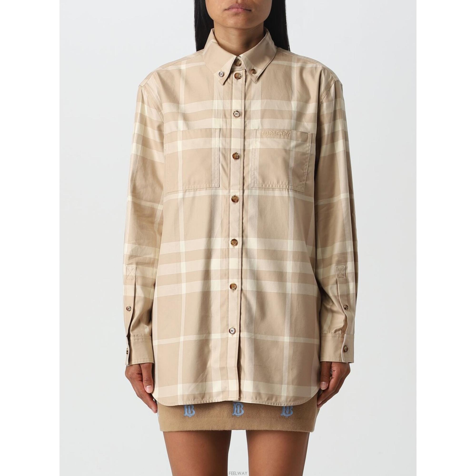 버튼 다운 칼라 체크 코튼 셔츠