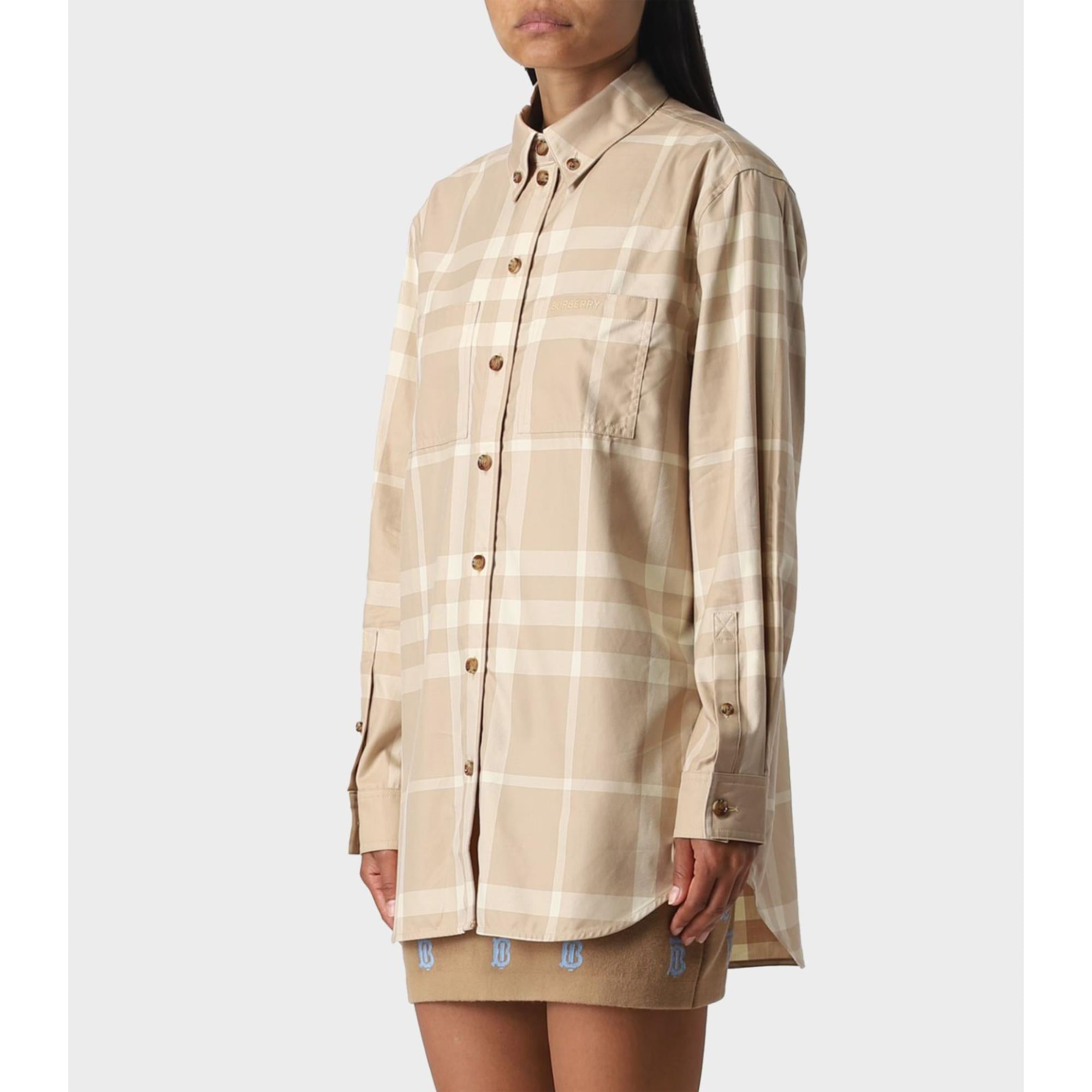 버튼 다운 칼라 체크 코튼 셔츠