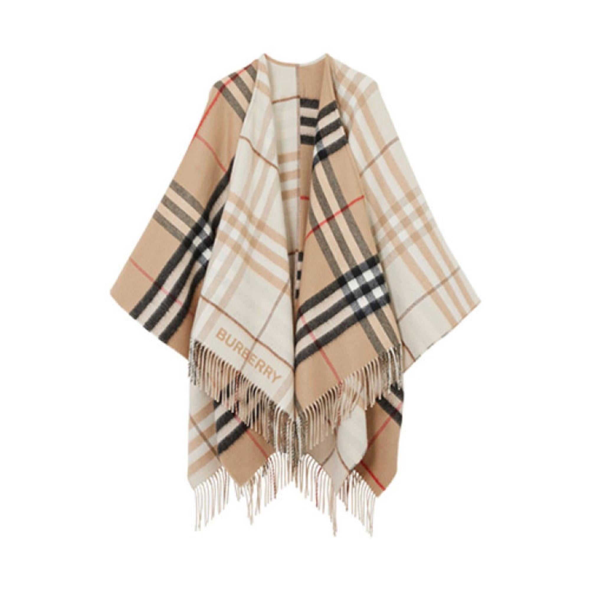 컨트라스트 체크 울 캐시미어 케이프