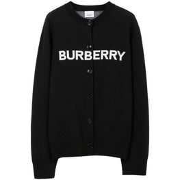 로고 울 코튼 자카드 오버사이즈 카디건