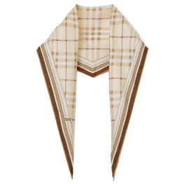 체크 실크 다이아몬드 셰이프 스카프
