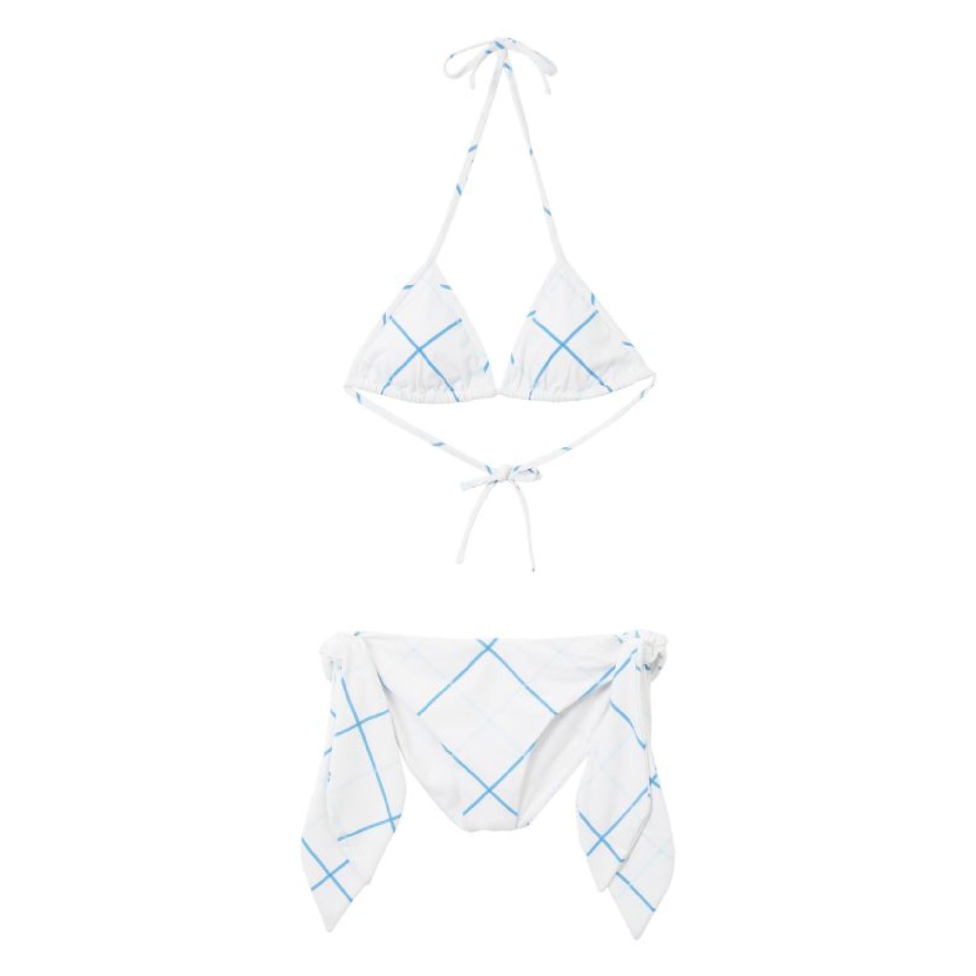 체크 스트레치 나일론 트라이앵글 비키니